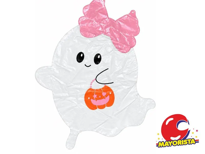 GLOBO MYLAR SILUETA FANTASMA CON MONO ROSA (H1166) CHG