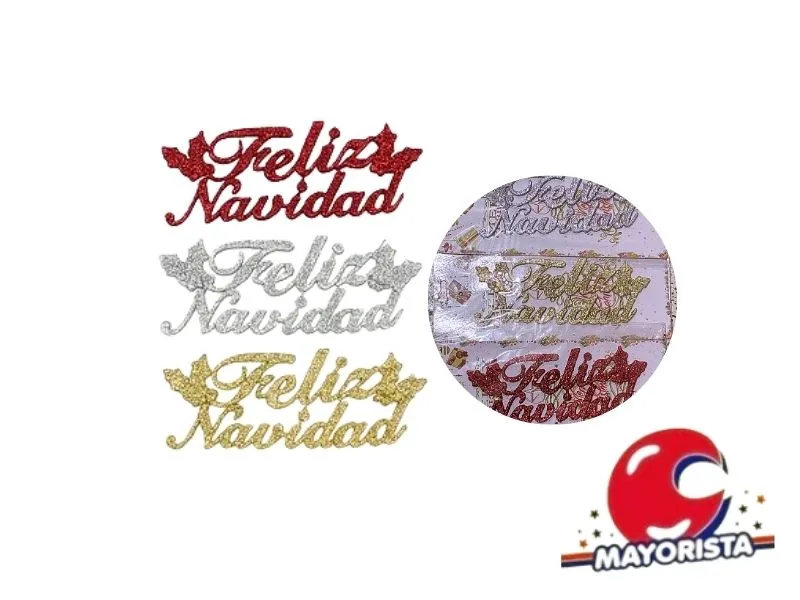 CARTEL FELIZ NAVIDAD CON GIBRE PLATA/DORADO/ROJO (NS315154) POKA 2026