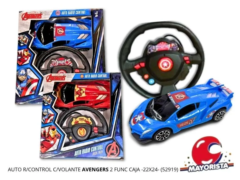 AUTO R/CONTROL C/VOLANTE AVENGERS 2 FUNC CAJA 22X24 (52919) KADA