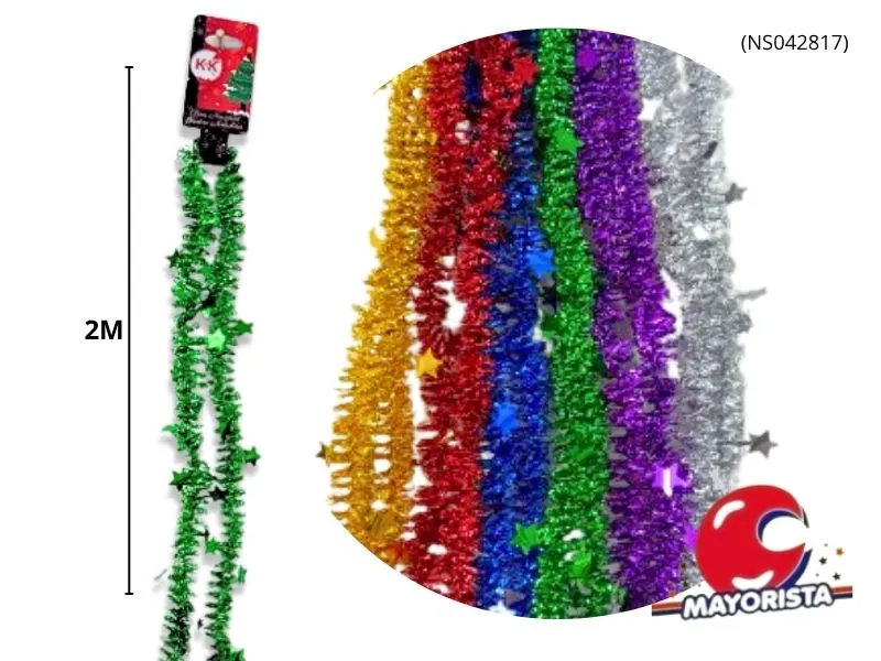 BOA 2 CM METALIZADA RULITO CON ESTRELLA 2MTS (NS042817) POKA