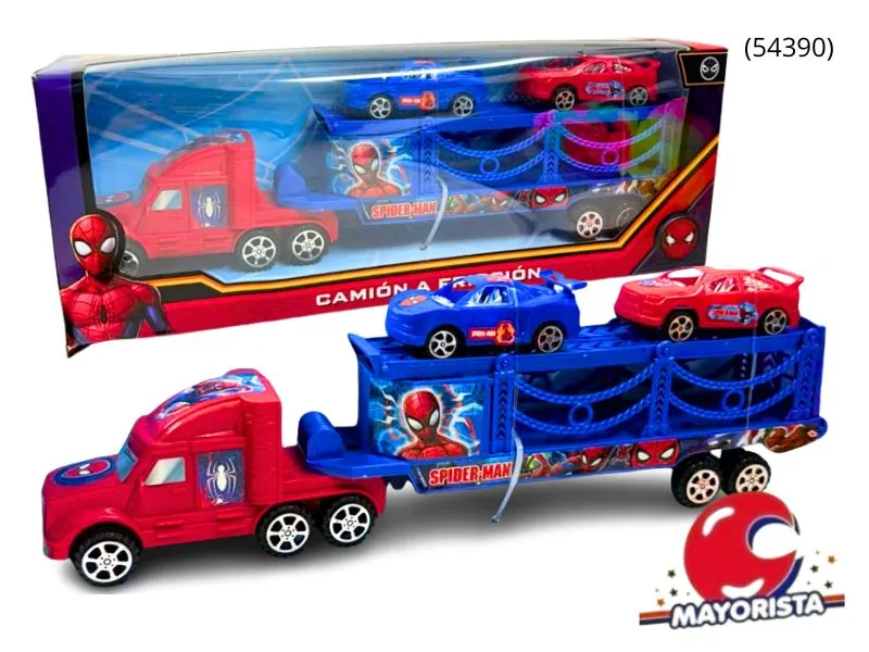 CAMION SPIDERMAN A FRICCION C/ 2 AUTOS EN CAJA 40X13 (54390) KADA