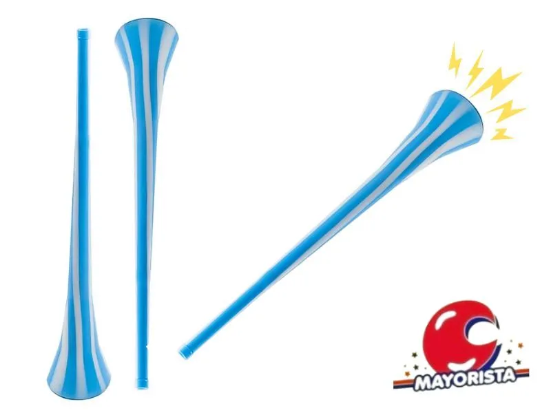 CORNETA CANCHA 60 CM RAYAS CELESTE Y BLANCA ARGENTINA (VUVUZELA) ADRIANA