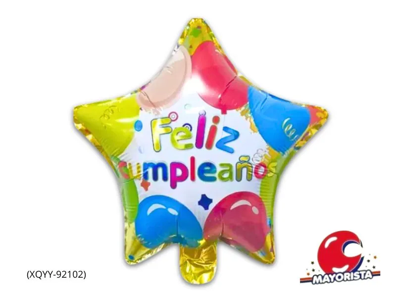 GLOBO MYLAR 10 ESTRELLA FELIZ CUMPLE GLOBOS 25CM (XQYY-92102) ERIK
