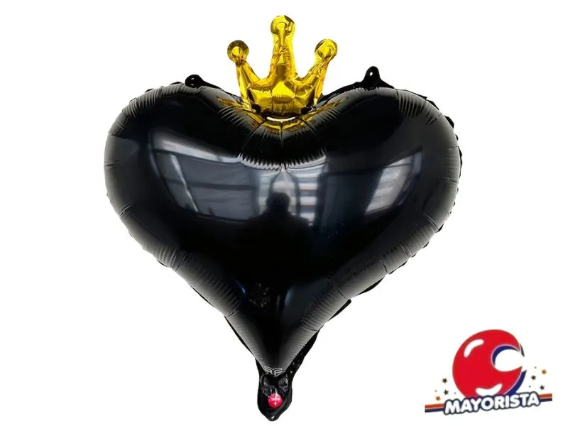 GLOBO MYLAR 18 CORAZON CORONA NEGRO 45CM (Y1385-1265) CHG