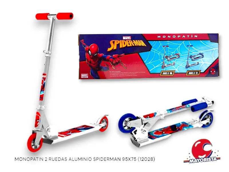 MONOPATIN 2 RUEDAS ALUMINIO PLEGABLE SPIDERMAN 95X75 (12028) KADA