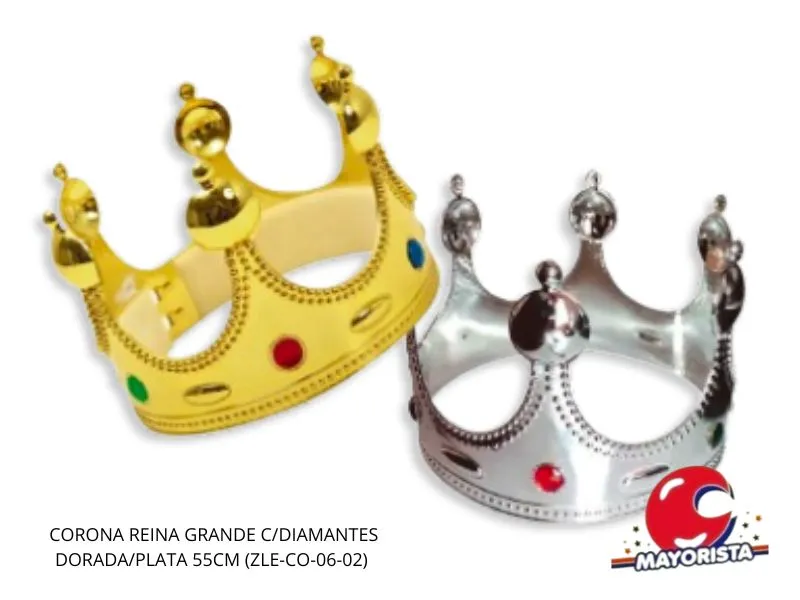 CORONA REINA GRANDE C/DIAMANTES DORADA/PLATA 55CM (YJ0725/ZLE-CO-06-02) YJ IMPORT