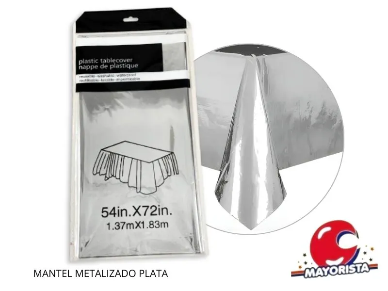 MANTEL METALIZADO PLATA 183X137 (YJ0800) YJ IMPORT