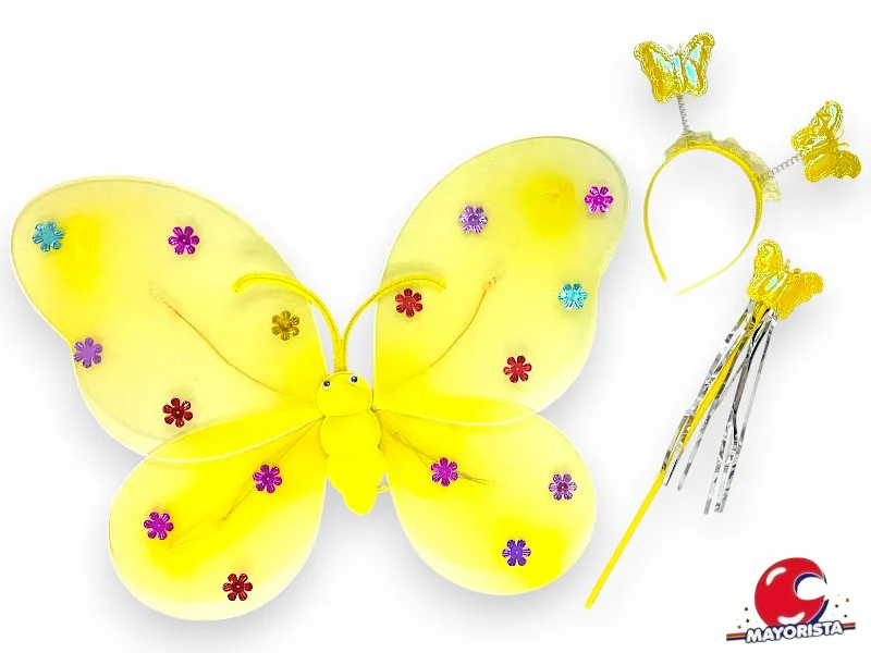 SET MARIPOSA AMARILLO (ALAS-VINCHA-VARITA) YJ0409 - YJ IMPORT