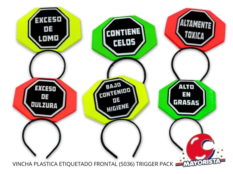 VINCHA PLASTICA ETIQUETADO FRONTAL (5036) TRIGGER PACK