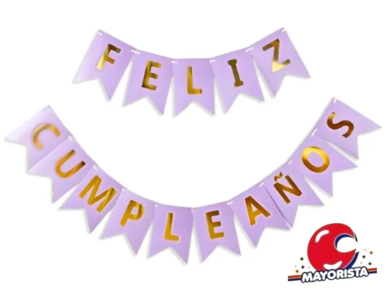 BANDERIN CARTON FELIZ CUMPLEANOS LILA (YW18-092) LCOST