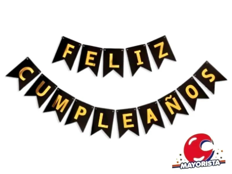 BANDERIN CARTON FELIZ CUMPLEANOS NEGRO (GB828-083) CHG