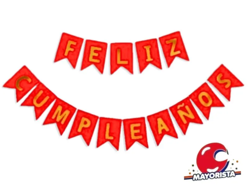 BANDERIN CARTON FELIZ CUMPLEANOS ROJO (GB828-083) CHG