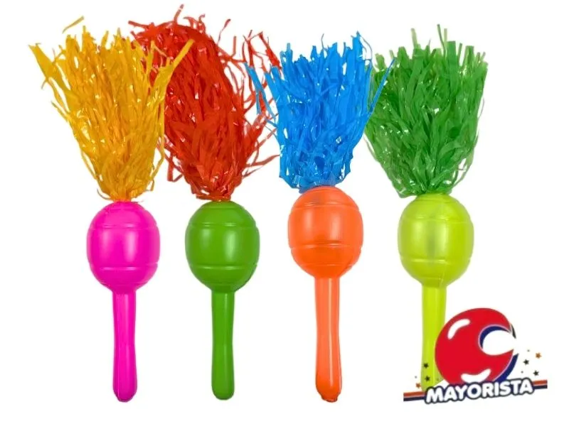 MARACAS FLUO C/PORRAS X 10 VARIOS COLORES - SUC