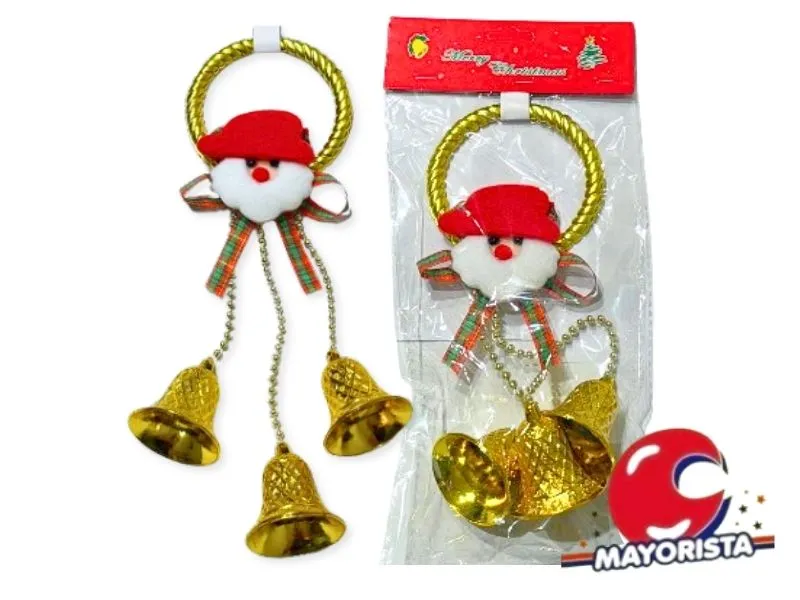ADORNO CAMPANAS CABEZA PAPA NOEL BOLSA 29X13 (NS256497) POKA
