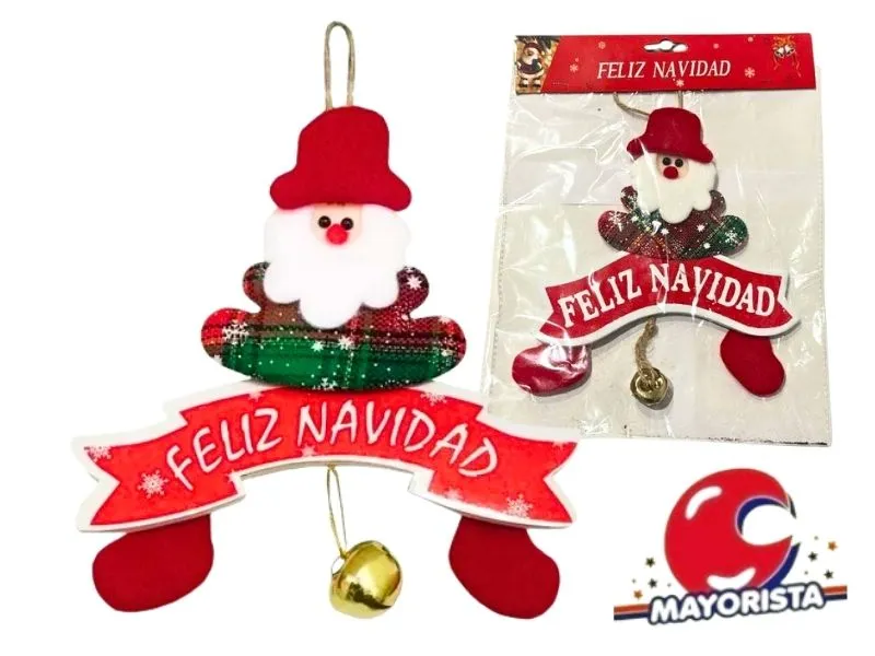 ADORNO PAPA NOEL COLGANTE CARTEL FELIZ NAVIDAD BOLSA 29X22 (NS256607) POKA