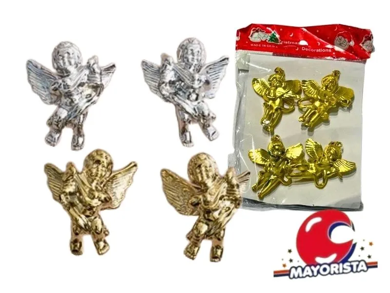 ANGELITOS 5,5 CM X 4 DORADO/PLATA P/COLGAR (NS203343) POKA 2026