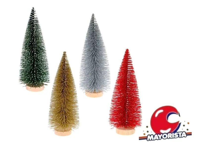 ARBOL 30 CM METALIZADO BASE MADERA PUNTA BLANCA 4 COLORES (NS368462) POKA 2026