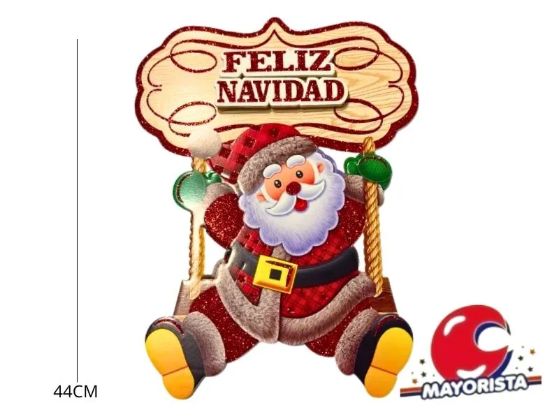 CARTEL COLGANTE PAPA NOEL FELIZ NAVIDAD BOLSA 40X28 (NS368503) POKA
