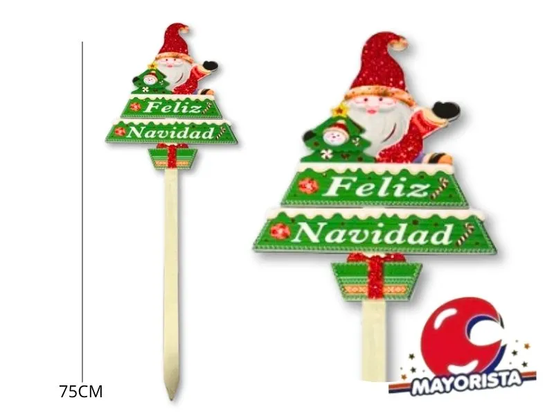 ESTACA MADERA PAPA NOEL FELIZ NAVIDAD 75 CM (NS411115) POKA 2026