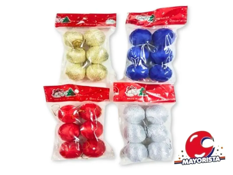 GLOBO N3 X 6 C/HILO DORADO/ROJO/PLATA (NS127737) POKA