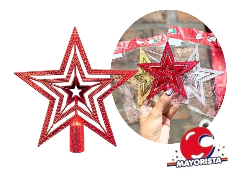 PUNTAL 14 CM ESTRELLA CALADA DORADA/PLATA/ROJA (NS187260) POKA 2026