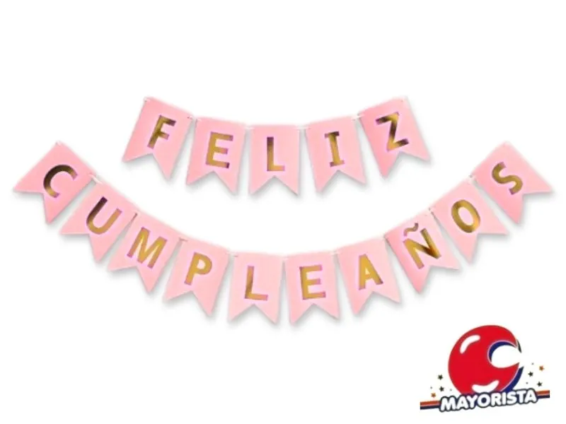 BANDERIN CARTON FELIZ CUMPLEANOS ROSA (GB828-083) CHG
