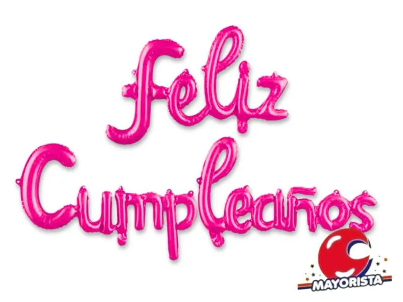 GLOBO MYLAR FRASE CURSIVA FELIZ CUMPLEANOS FUCSIA (CHY-TZ238) CHG