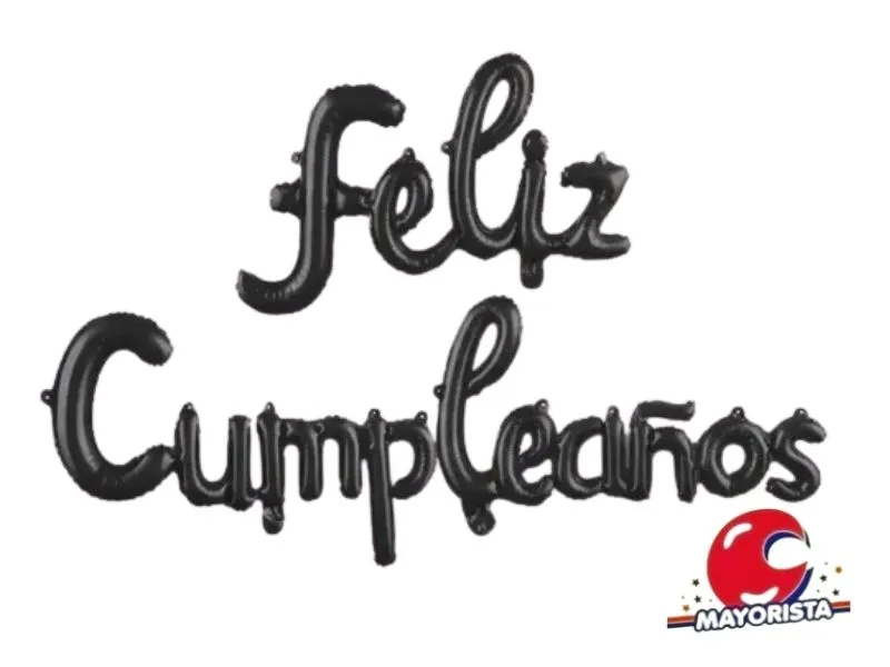 GLOBO MYLAR FRASE CURSIVA FELIZ CUMPLEANOS NEGRA (YLX5-790) CHG