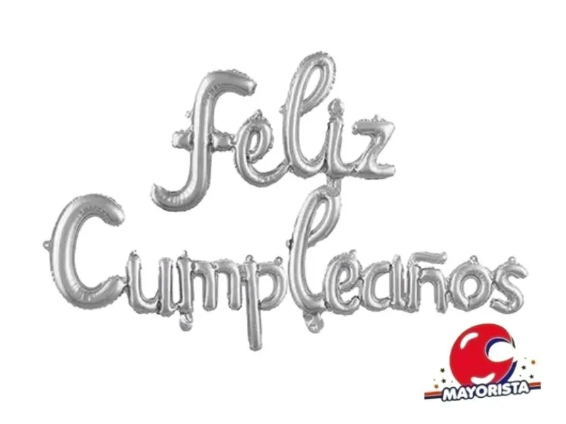 GLOBO MYLAR FRASE CURSIVA FELIZ CUMPLEANOS PLATA (YLX5-790) CHG