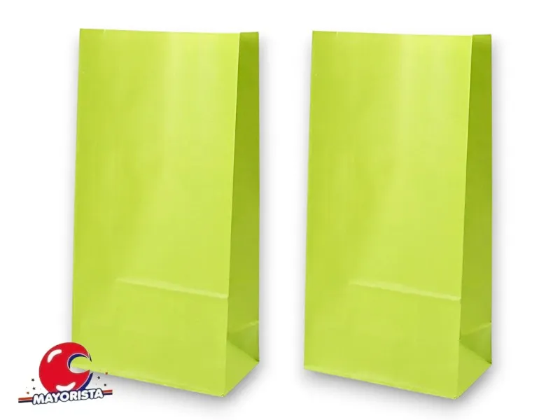 BOLSITA PAPEL X 10 VERDE MANZANA LISA 15X25X8 SPACE
