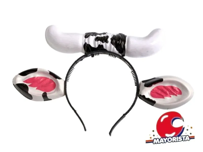 VINCHA PLASTICA OREJAS Y CUERNOS VACA (5017) TRIGGER PACK