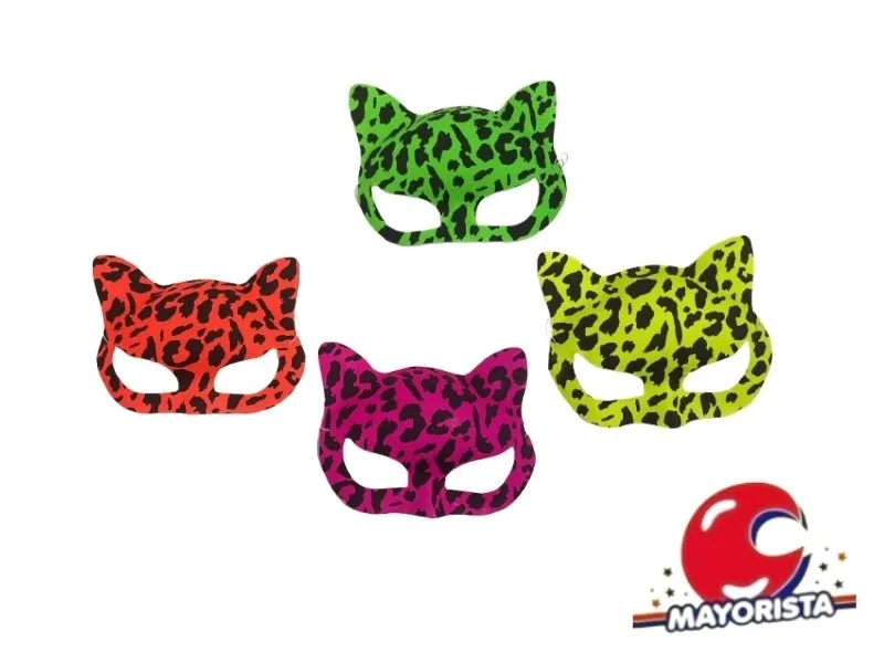 ANTIFAZ PLASTICO X 12 GATO FLUO ANIMAL PRINT (YJ0703) YJ IMPORT