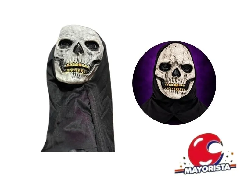 MASCARA LATEX CALAVERA CON VELO NEGRO (YJ0146) YJ IMPORT