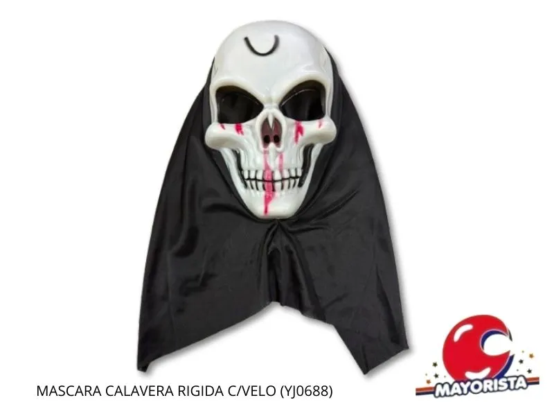 [8034107005615] MASCARA RIGIDA CALAVERA C/VELO NEGRO (YJ0132) YJ IMPORT