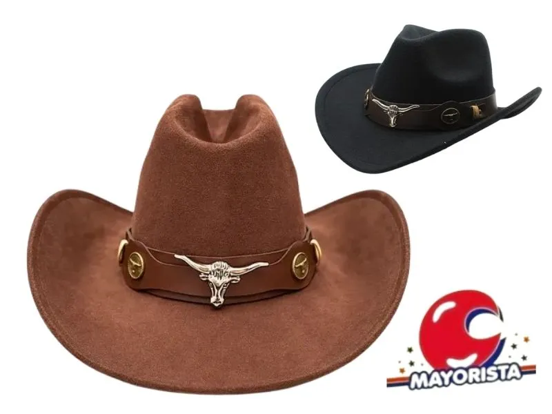 SOMBRERO COWBOY C/ADORNO TORO (YJ0889) YJ IMPORT