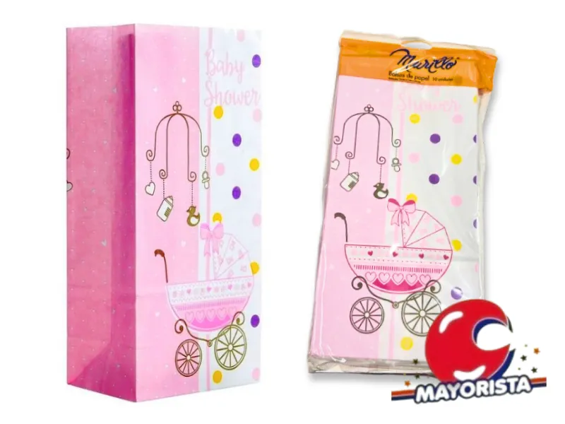 BOLSITA PAPEL X 10 BABY SHOWER ROSA (BE06) KAPPSA