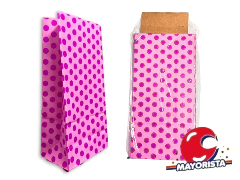 BOLSITA PAPEL X 10 ROSA LUNARES FUCSIA (BLU23) KAPPSA